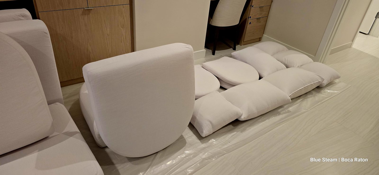 Freshly cleaned outdoor cushions on a patio in Fort Lauderdale, FL